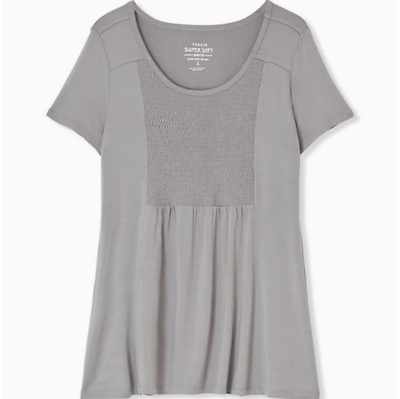 torrid Tops - TORRID SUPER SOFT GREY SMOCKED TOP